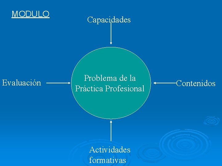 MODULO Evaluación Capacidades Problema de la Práctica Profesional Actividades formativas Contenidos 