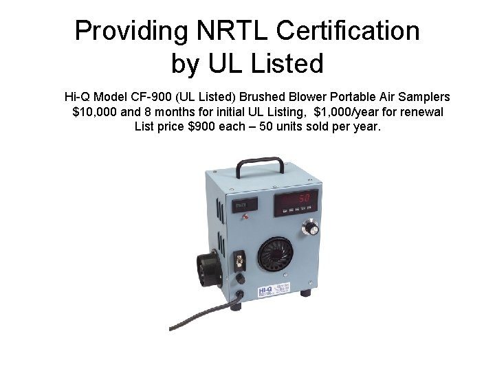 Providing NRTL Certification by UL Listed Hi-Q Model CF-900 (UL Listed) Brushed Blower Portable