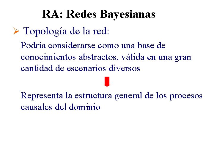 RA: Redes Bayesianas Ø Topología de la red: Podría considerarse como una base de