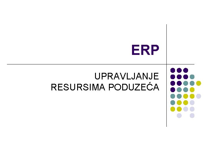 ERP UPRAVLJANJE RESURSIMA PODUZEĆA 