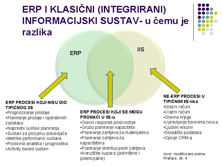 ERP I KLASIČNI (INTEGRIRANI) INFORMACIJSKI SUSTAV- u čemu je razlika ERP PROCESI KOJI NISU