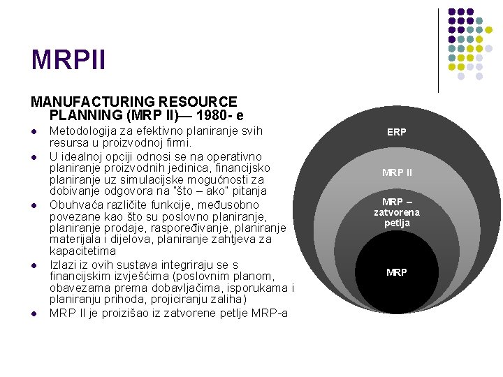 MRPII MANUFACTURING RESOURCE PLANNING (MRP II)— 1980 - e l l l Metodologija za