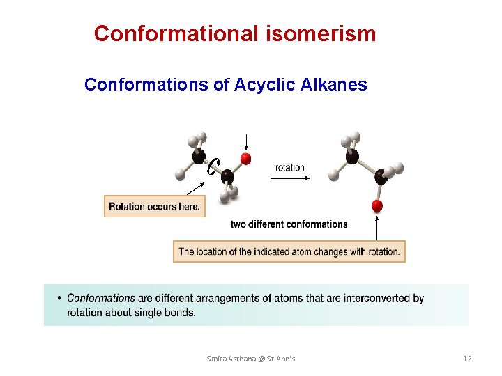 Conformational isomerism Conformations of Acyclic Alkanes Smita Asthana @ St. Ann's 12 