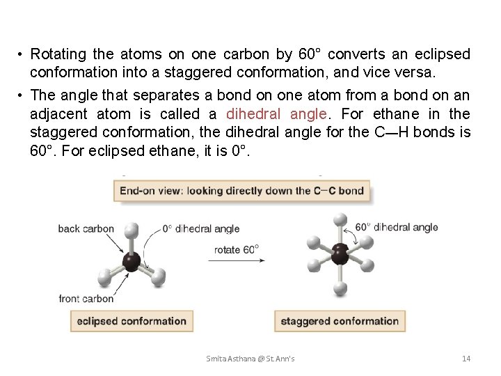  • Rotating the atoms on one carbon by 60° converts an eclipsed conformation