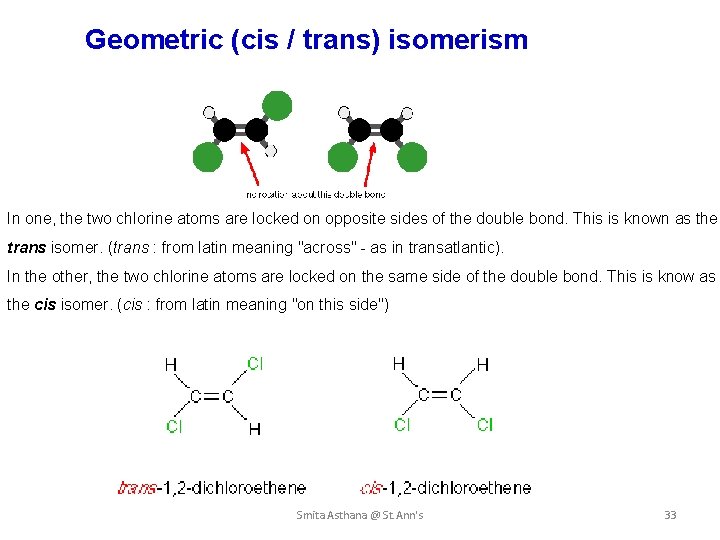Geometric (cis / trans) isomerism In one, the two chlorine atoms are locked on