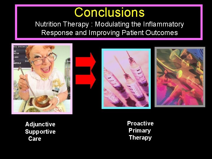 Conclusions Nutrition Therapy : Modulating the Inflammatory Response and Improving Patient Outcomes Adjunctive Supportive