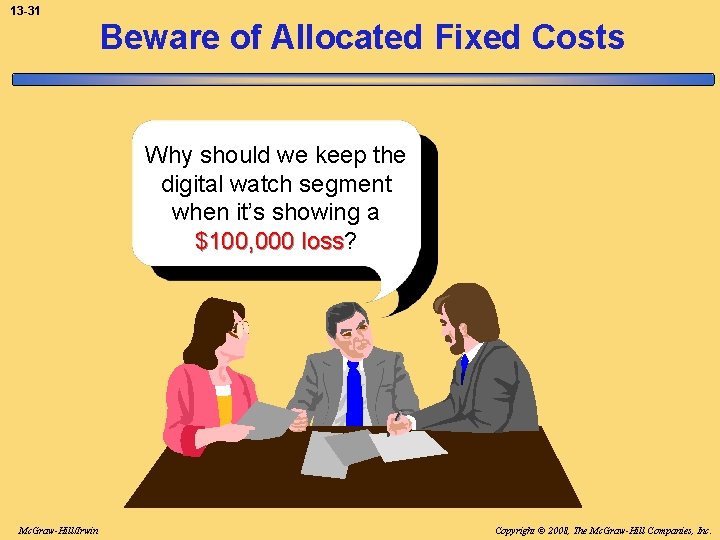 13 -31 Beware of Allocated Fixed Costs Why should we keep the digital watch