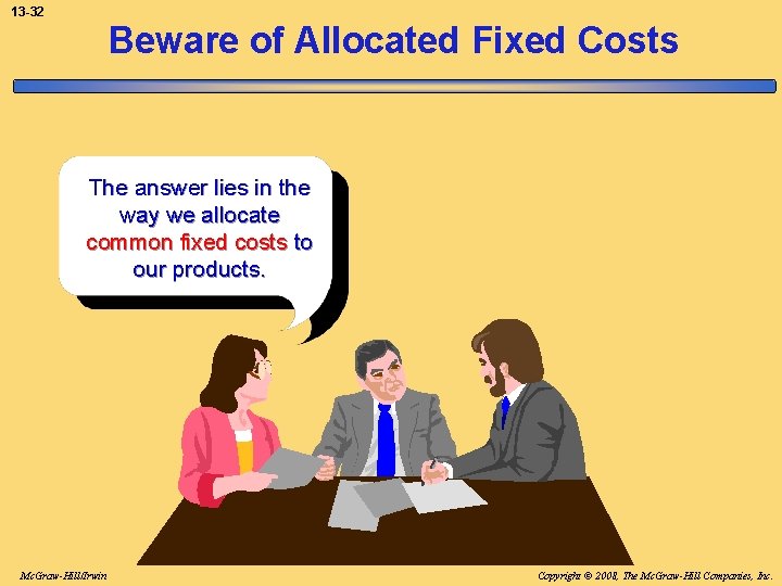 13 -32 Beware of Allocated Fixed Costs The answer lies in the way we