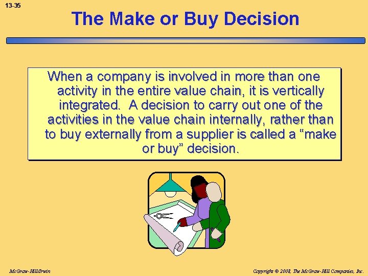 13 -35 The Make or Buy Decision When a company is involved in more