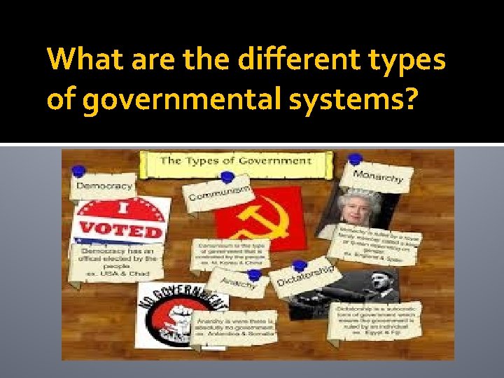 What are the different types of governmental systems? 