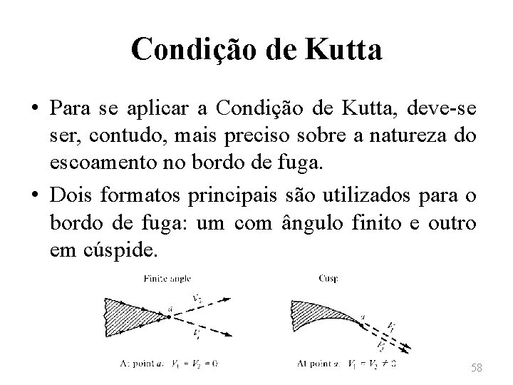 Condição de Kutta • Para se aplicar a Condição de Kutta, deve-se ser, contudo,