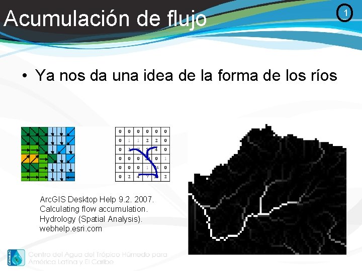 Acumulación de flujo O • Ya nos da una idea de la forma de