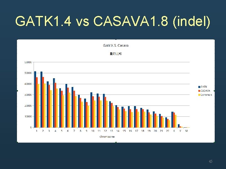 GATK 1. 4 vs CASAVA 1. 8 (indel) 45 