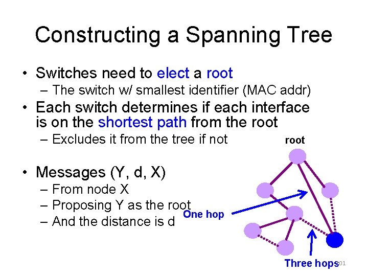 Constructing a Spanning Tree • Switches need to elect a root – The switch Constructing a Spanning Tree • Switches need to elect a root – The switch