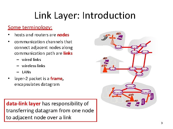 Link Layer: Introduction Some terminology: • hosts and routers are nodes • communication channels Link Layer: Introduction Some terminology: • hosts and routers are nodes • communication channels