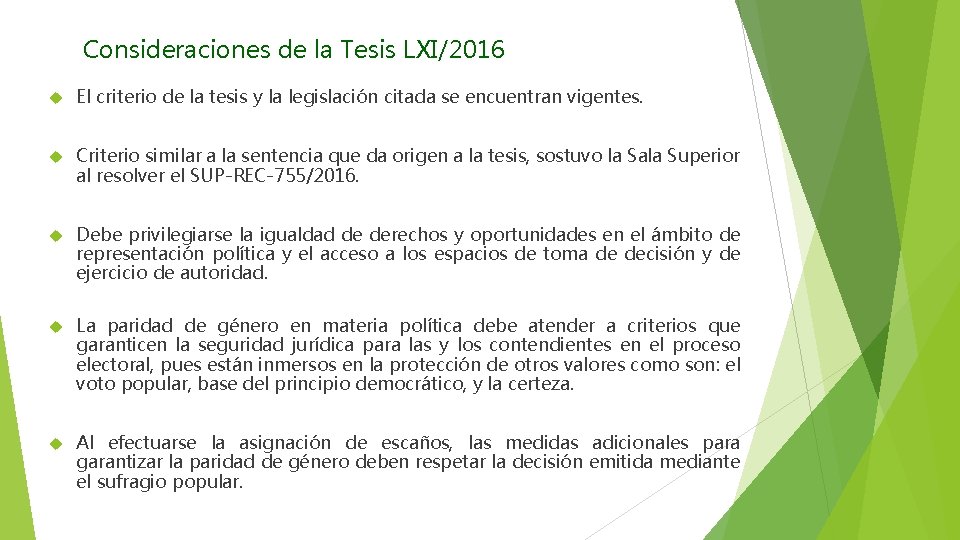 Consideraciones de la Tesis LXI/2016 El criterio de la tesis y la legislación citada