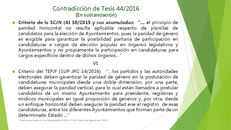 Contradicción de Tesis 44/2016 (En sustanciación) Criterio de la SCJN (AI 36/2015 y sus