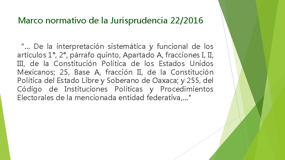 Marco normativo de la Jurisprudencia 22/2016 “… De la interpretación sistemática y funcional de