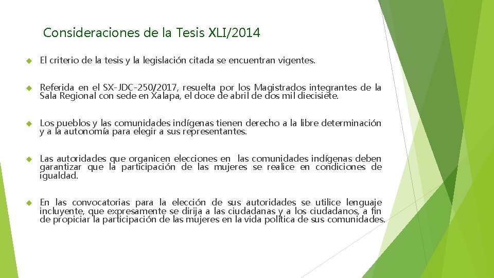 Consideraciones de la Tesis XLI/2014 El criterio de la tesis y la legislación citada