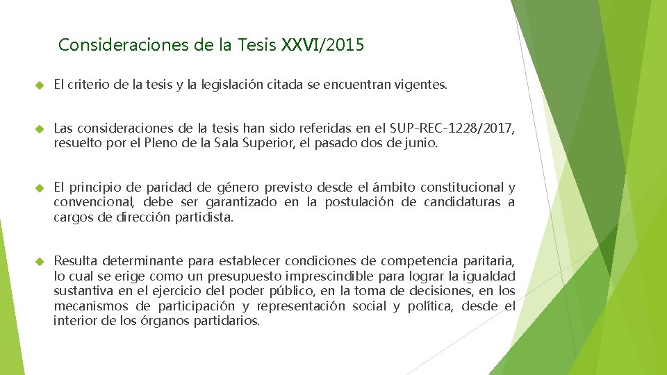 Consideraciones de la Tesis XXVI/2015 El criterio de la tesis y la legislación citada