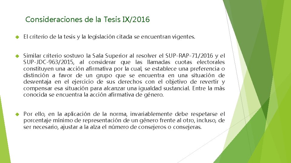 Consideraciones de la Tesis IX/2016 El criterio de la tesis y la legislación citada