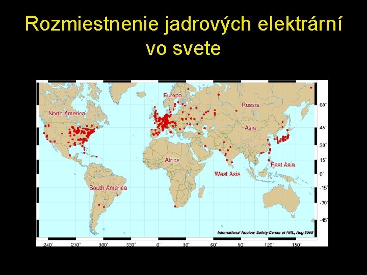 Rozmiestnenie jadrových elektrární vo svete 