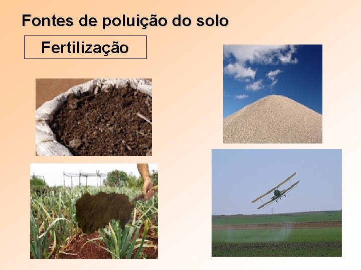 Fontes de poluição do solo Fertilização 