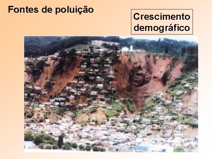 Fontes de poluição Crescimento demográfico 