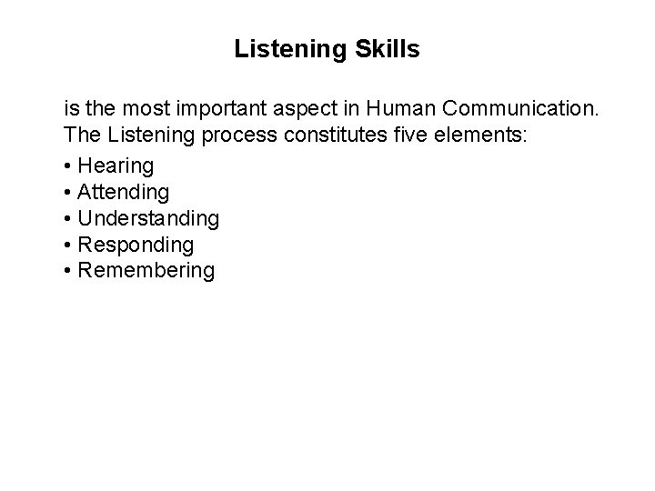 Listening Skills is the most important aspect in Human Communication. The Listening process constitutes