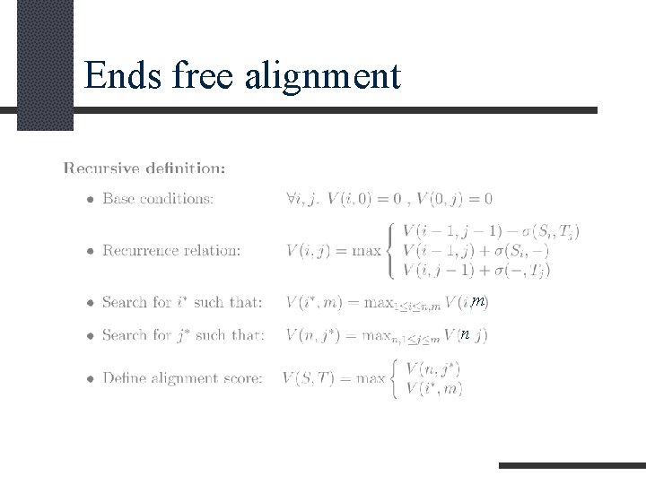 Ends free alignment m n 