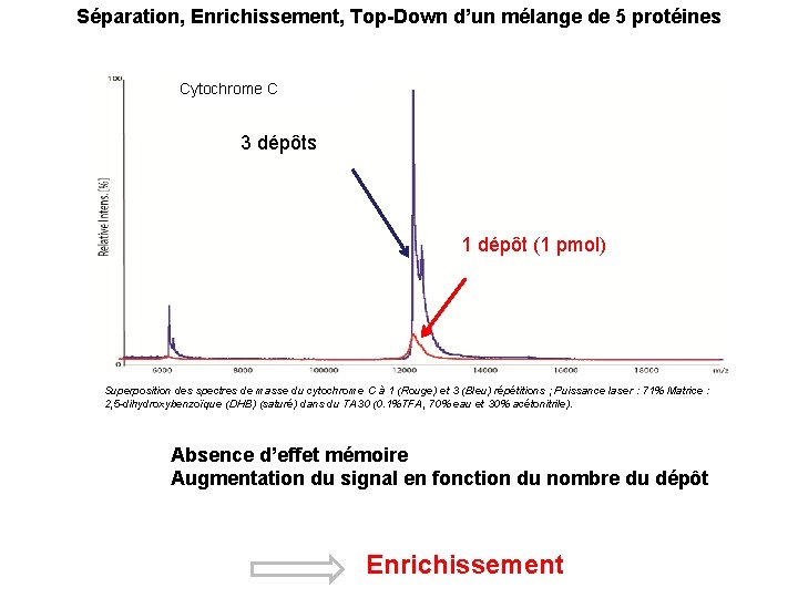 Séparation, Enrichissement, Top-Down d’un mélange de 5 protéines Cytochrome C 3 dépôts 1 dépôt