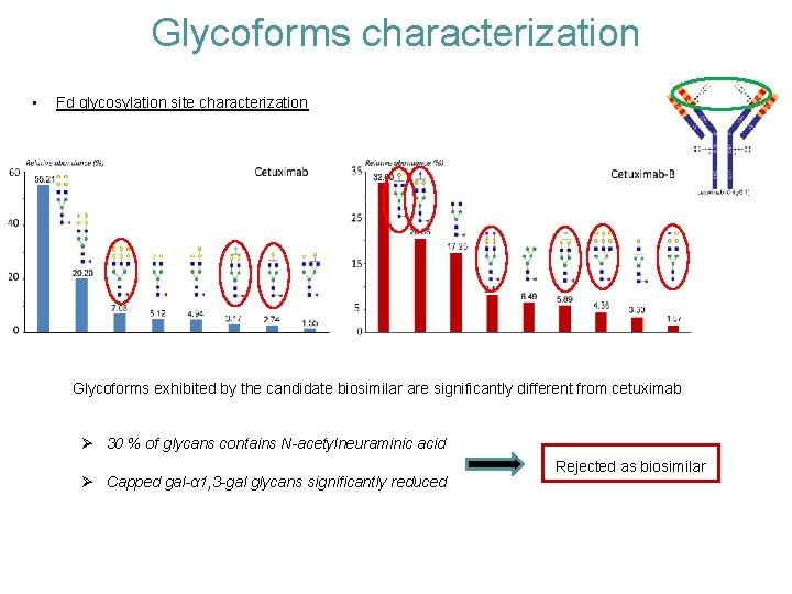 Glycoforms characterization • Fd glycosylation site characterization Glycoforms exhibited by the candidate biosimilar are