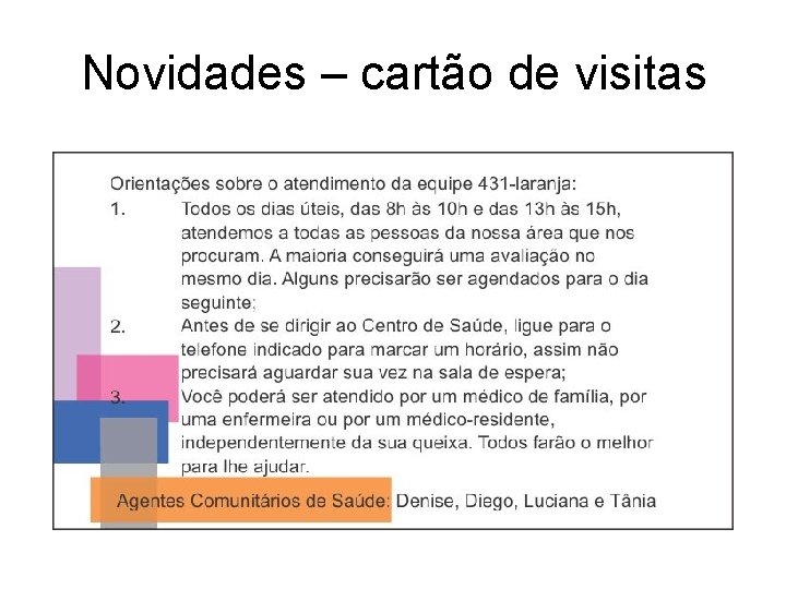 Novidades – cartão de visitas 