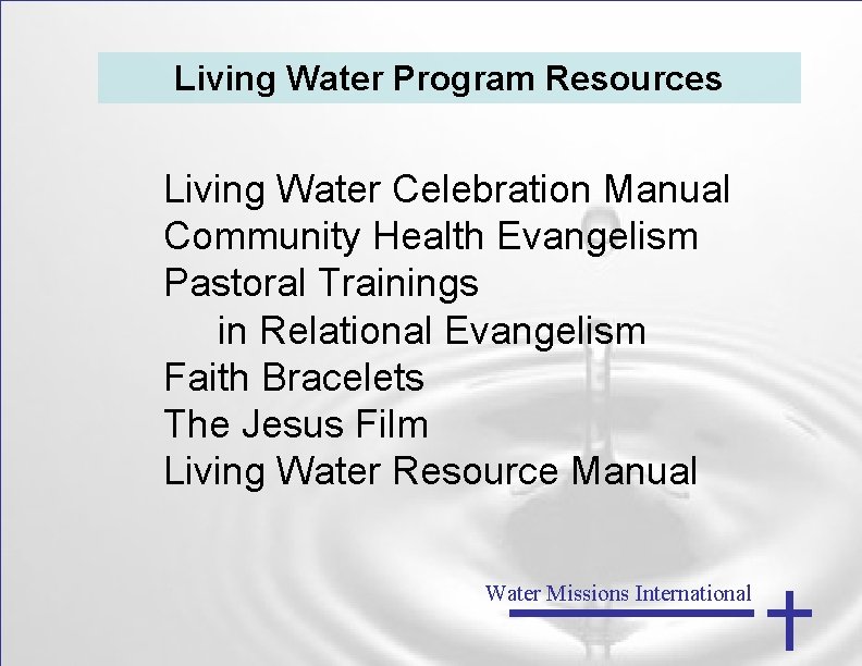 Living Water Program Resources Living Water Celebration Manual Community Health Evangelism Pastoral Trainings in