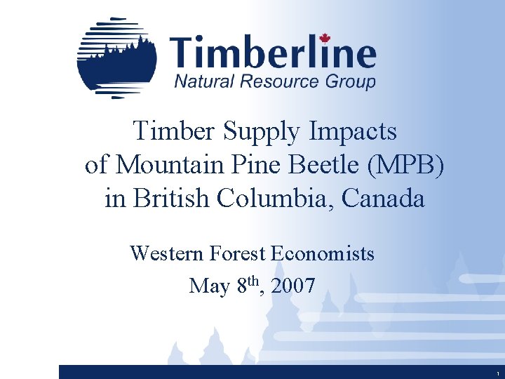 Timber Supply Impacts of Mountain Pine Beetle (MPB) in British Columbia, Canada Western Forest