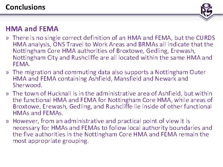 Conclusions HMA and FEMA » There is no single correct definition of an HMA Conclusions HMA and FEMA » There is no single correct definition of an HMA
