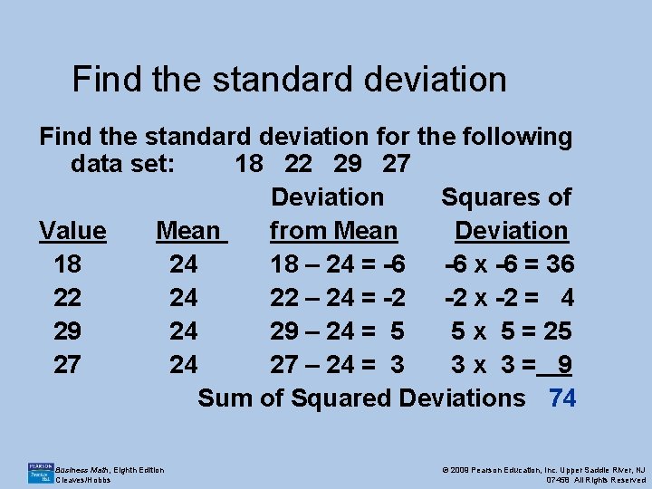 Find the standard deviation for the following data set: 18 22 29 27 Deviation