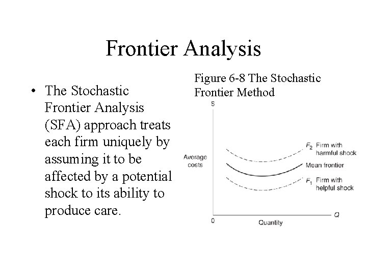 Frontier Analysis • The Stochastic Frontier Analysis (SFA) approach treats each firm uniquely by
