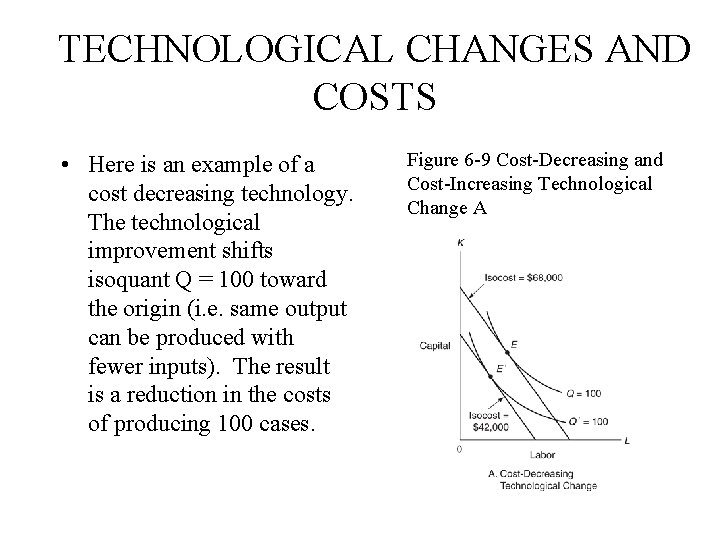 TECHNOLOGICAL CHANGES AND COSTS • Here is an example of a cost decreasing technology.