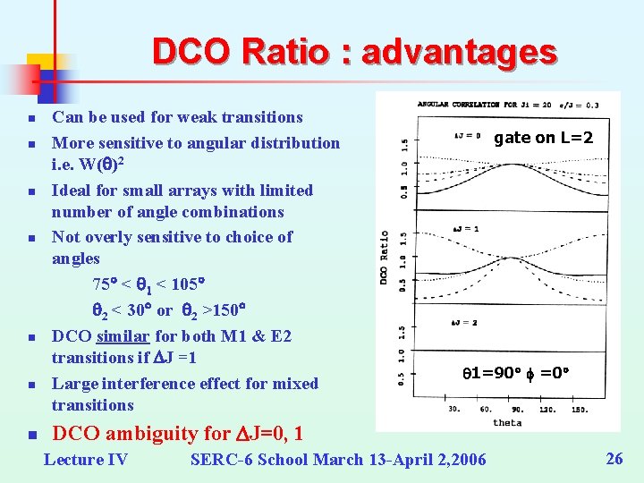 DCO Ratio : advantages n n n n Can be used for weak transitions