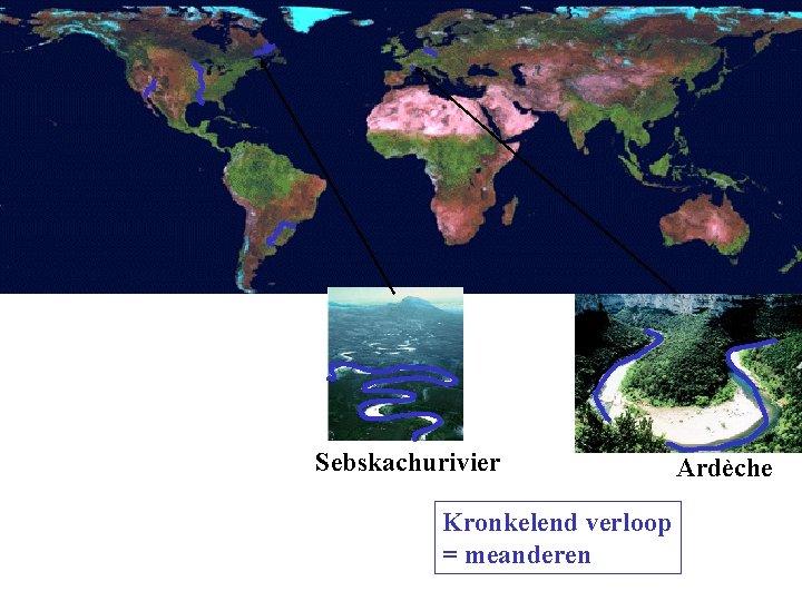 Sebskachurivier Kronkelend verloop = meanderen Ardèche 