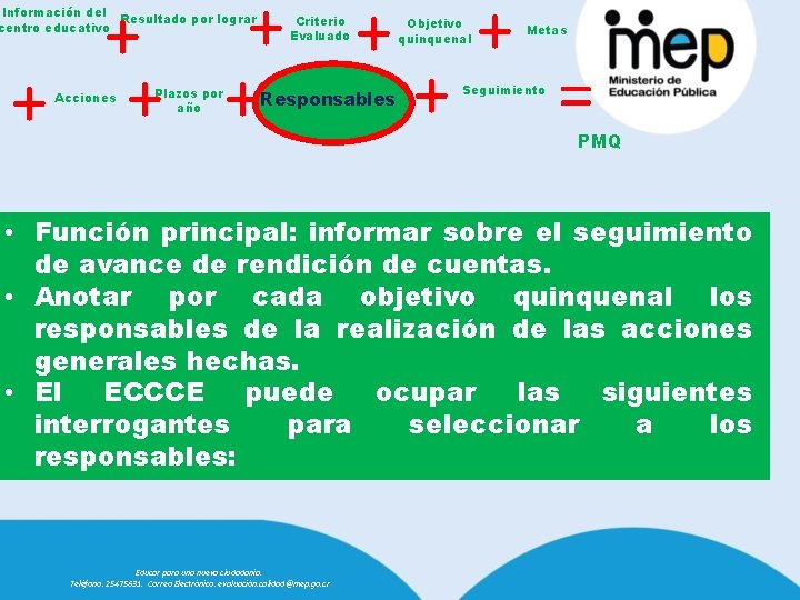+ + + = + + + Información del Resultado por lograr centro educativo