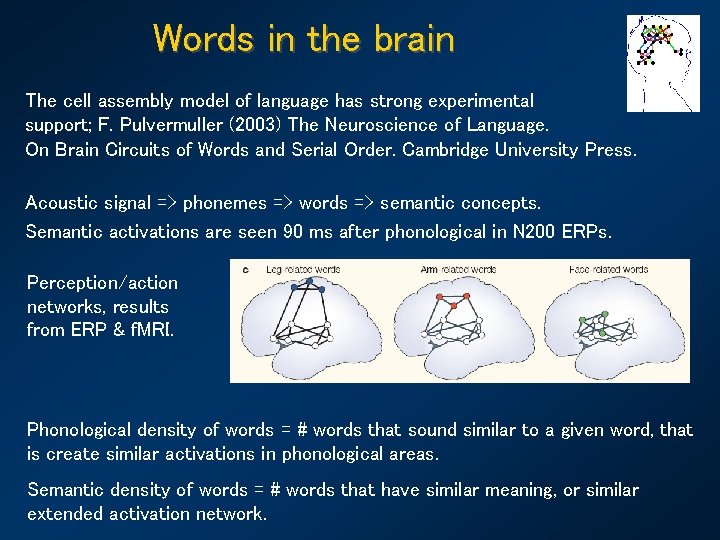 Words in the brain The cell assembly model of language has strong experimental support;