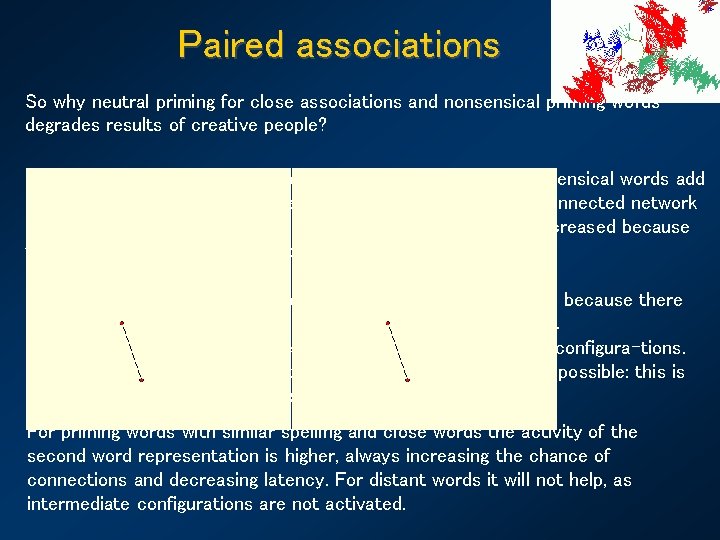 Paired associations So why neutral priming for close associations and nonsensical priming words degrades