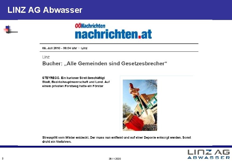 LINZ AG Abwasser 2 28. 11. 2020 LINZ AG Abwasser 2 28. 11. 2020