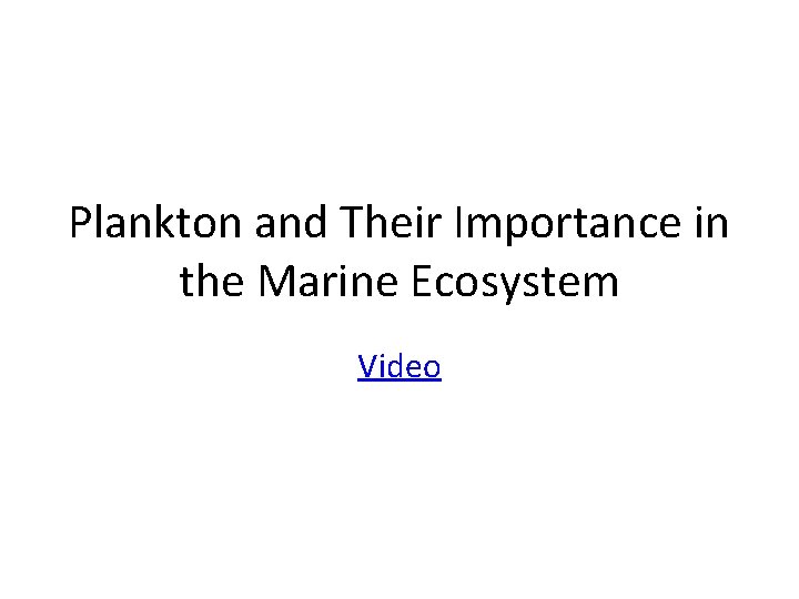 Plankton and Their Importance in the Marine Ecosystem Video 