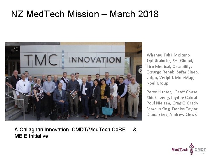 NZ Med. Tech Mission – March 2018 Whanau Tahi, Molteno Ophthalmics, SHI Global, Tiro
