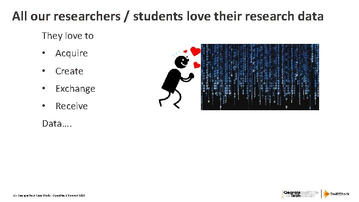 All our researchers / students love their research data They love to • Acquire