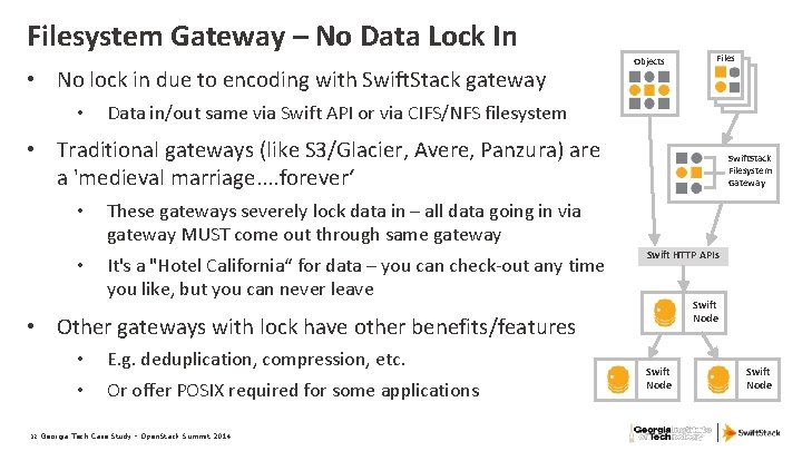 Filesystem Gateway – No Data Lock In • No lock in due to encoding