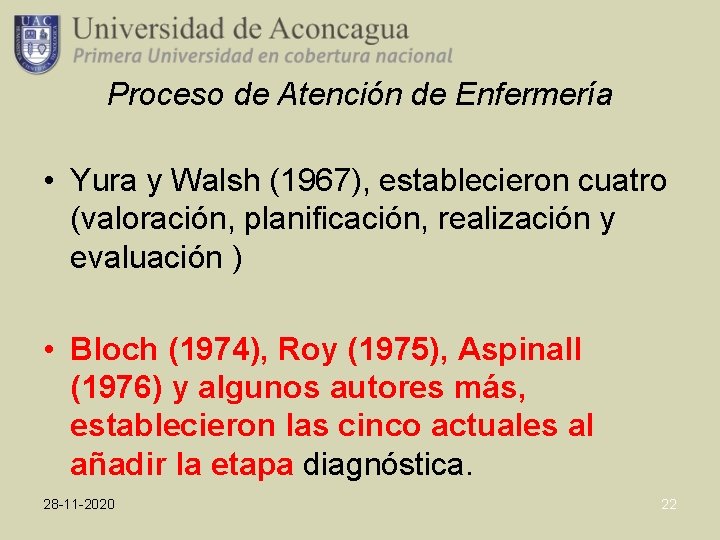 Proceso de Atención de Enfermería • Yura y Walsh (1967), establecieron cuatro (valoración, planificación,